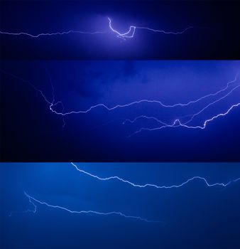 Set of lightnings at night