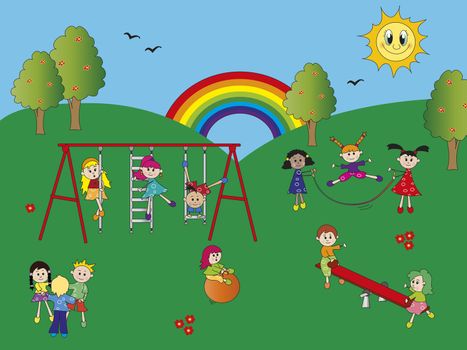 happy children in the playground