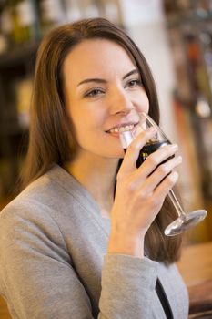 beautiful female glass drink wine bar