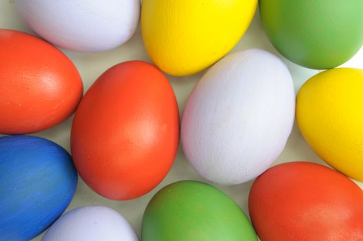 Close up of painted easter eggs