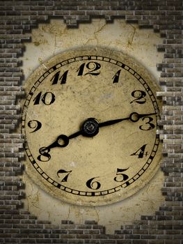 old clock on a brick wall