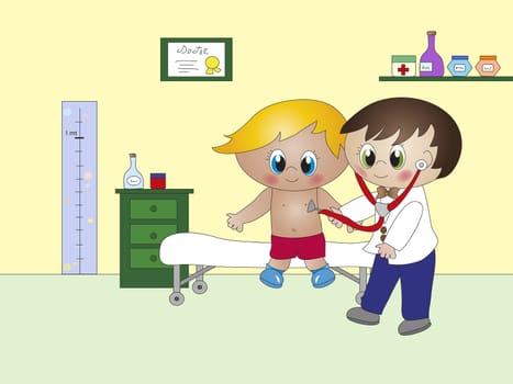 illustration of child at the doctor