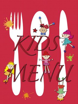 illustration of kids menu with funny children