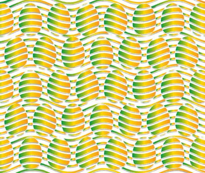 background or fabric Intersection points green and orange easter eggs