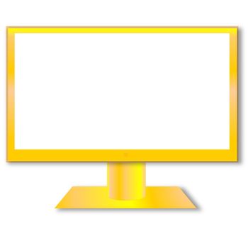 Golden metallic computer screen in white background
