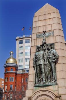 Grand Army of the Republic Memorial (Stephenson), Civil War memorial, Golden Dome, Flags, Pennsylvania Avenue, Washington DC.  Dedicated on July 3, 1909; artist was J. Massey Rhind.  Grand Army Republic was Civil War Veterans Group of navy sailers and army soldiers.