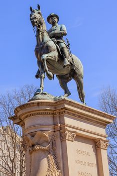 General Winfield Scott Hancock Equestrian Statue Civil War Memorial Pennsylvania Avenue Washington DC.  Created by Henry Ellicot and dedicated in 1896.