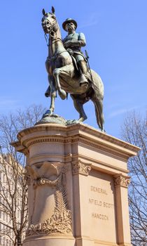 General Winfield Scott Hancock Equestrian Statue Civil War Memorial Pennsylvania Avenue Washington DC.  Created by Henry Ellicot and dedicated in 1896.