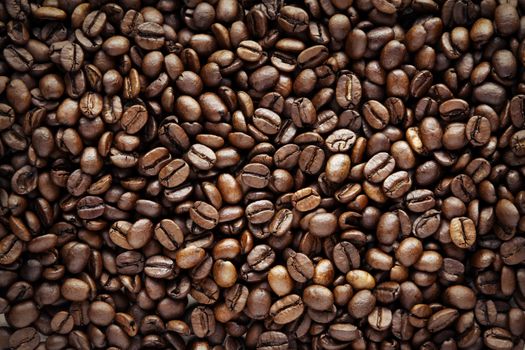 Closeup of roasted coffee beans