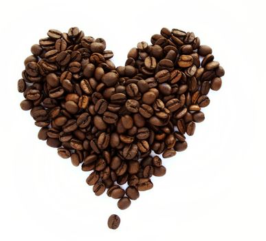 Coffee beans in shape of heart