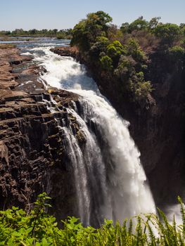 Devil's Cataract in dry season (part of Victoria Falls) - view from Zimbabwe
