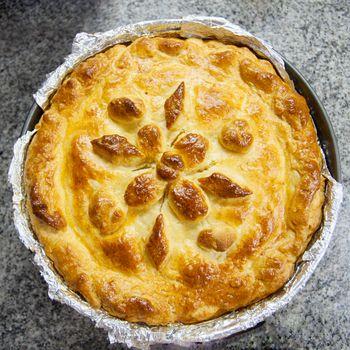 meat pie with beautiful patterns