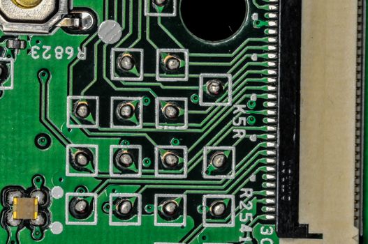 Printed Green Circuit Board With Electrical Components