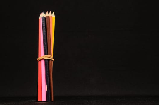 Set of Colored Pencils In A Row