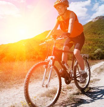 mountain biker on sunny day