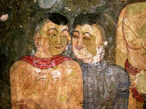 ancient painting at Wat Prom Min,Nan,Thailand