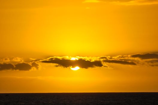 Sun Setting on the Atlantic Ocean in Tenerife Canary Island Spain