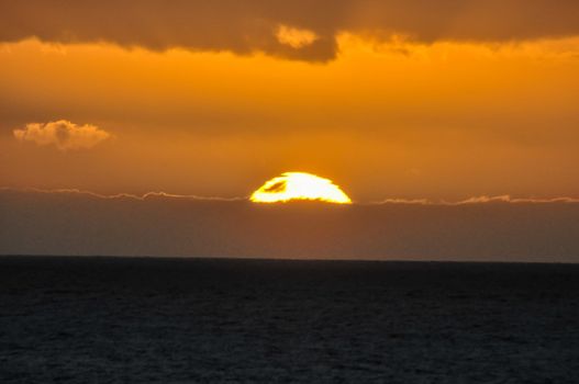 Sun Setting on the Atlantic Ocean in Tenerife Canary Island Spain