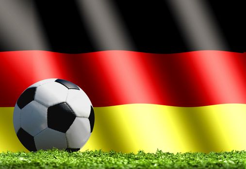 Soccer Ball on Grass with Germany Flag