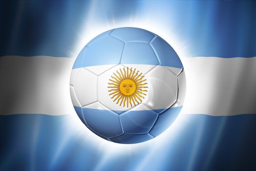 3D soccer ball with Argentina team flag, world football cup Brazil 2014