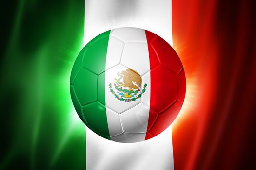 3D soccer ball with Mexico team flag, world football cup Brazil 2014