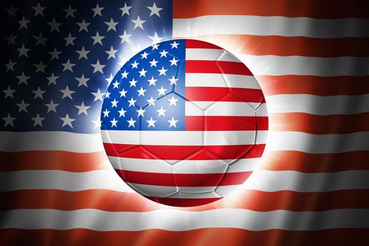 3D soccer ball with USA team flag, world football cup Brazil 2014