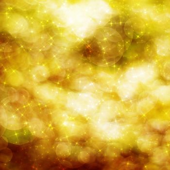 Golden bokeh background with stars