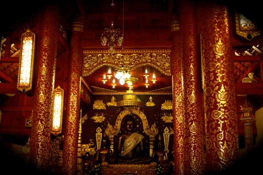 black buddha image at northern thai temple,Chiangrai,Thailand