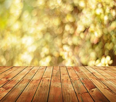 Empty wooden table for product display montages