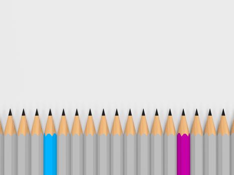 two different color pencil stand out to show leadership