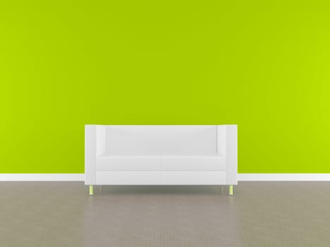 3D rendering of interior with white sofa