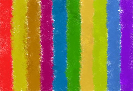 Child's crayon drawing of a rainbow. Bright multi-colored background illustration