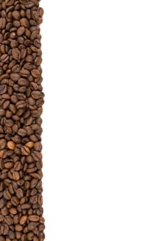 A lot of coffee beans on a white background