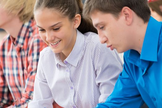 portrait of students in the classroom, teaching at the University of