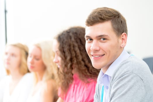 portrait of students in the classroom, teaching at the University of