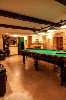 Shot of billiard club room