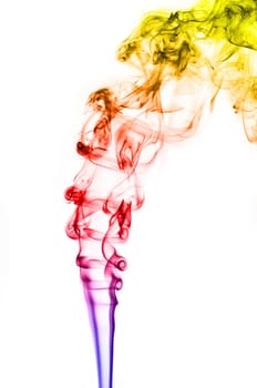 textured of colorful incense smoke on white background