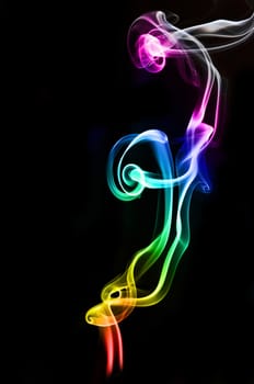 textured of colorful incense smoke on dark background