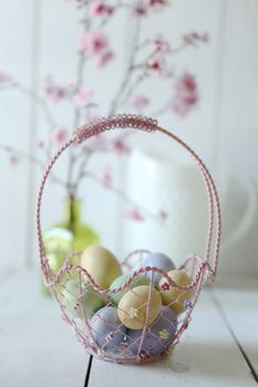 Spring Easter Holiday Themed Still Life Scene in Natural Light