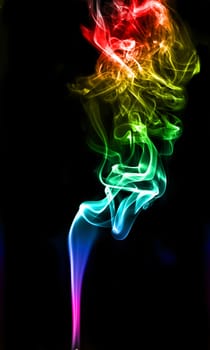 textured of colorful incense smoke on dark background