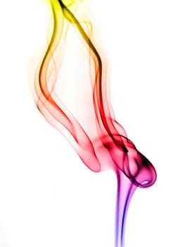 textured of colorful incense smoke on white background