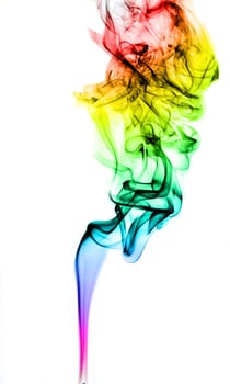 textured of colorful incense smoke on white background