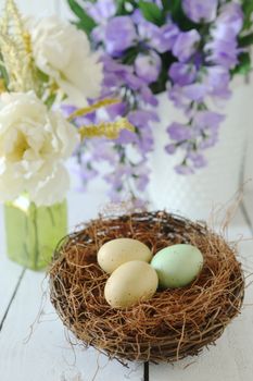 Spring Easter Holiday Themed Still Life Scene in Natural Light