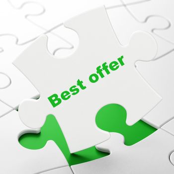 Finance concept: Best Offer on White puzzle pieces background, 3d render