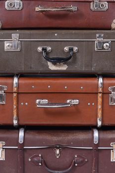 The many old suitcase as a  background