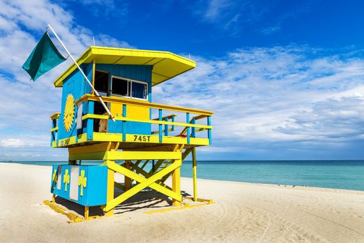 Colorful Lifeguard Tower in South Beach, Miami Beach, Florida, USA 