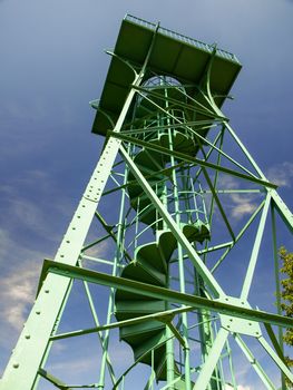Green view tower with spiral staircase made of steel