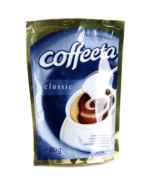 AYTOS, BULGARIA - MARCH 26, 2014: Coffeeta Instant Coffee Creamer Isolated On White.
