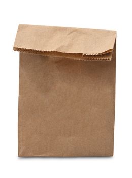 brown lunch bag isolated on white background