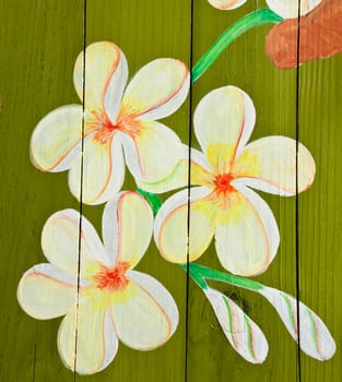 Painted flower on wood